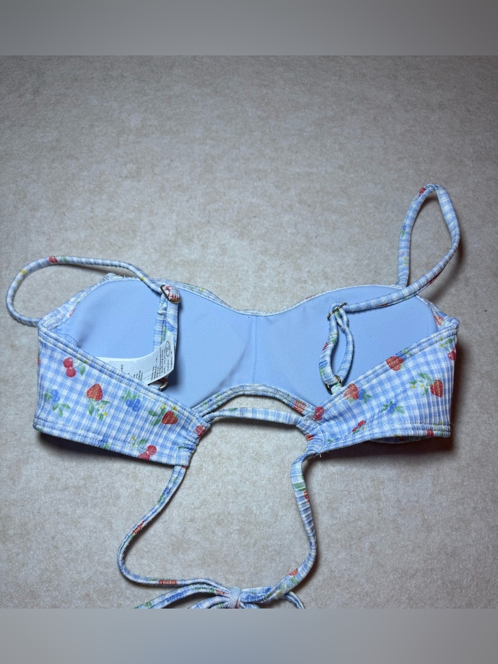 Hollister Girl Teen Blue Gingham Fruit Bikini Top Bathing Suit Size XXS NWOT - Picture 6 of 8